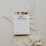 Rustic Blush Burgundy Floral Wedding Well Wishes Advice Card<br><div class="desc">This rustic blush burgundy floral wedding well wishes advice card is perfect for a simple wedding. The design features pink, blush, red, burgundy and bordo watercolor flowers with green foliage. These cards are perfect for a wedding, bridal shower, baby shower, graduation party & more. Personalise the cards with the names...</div>