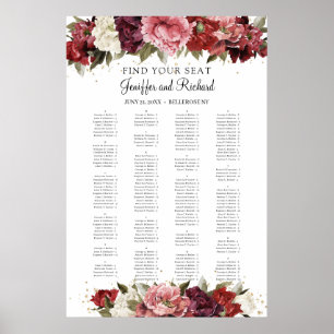 Rustic Blush Burgundy Mauve roses peonies Seating  Poster