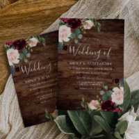 Rustic Blush & Burgundy Red Wine Flowers Wedding