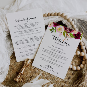 Rustic Blush Burgundy Wedding Welcome Letter