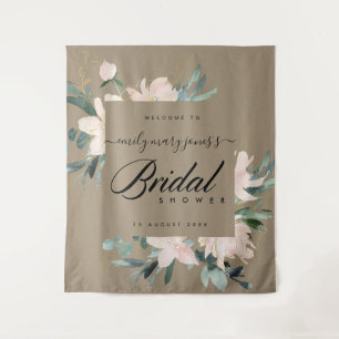 RUSTIC BLUSH FLORAL KRAFT BRIDAL SHOWER WELCOME TAPESTRY