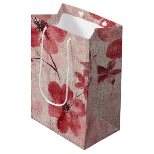 Rustic Blush Floral Linen Pattern (5) Medium Gift Bag