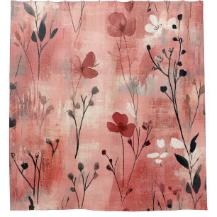 Rustic Blush Floral Linen Pattern (9) Shower Curtain