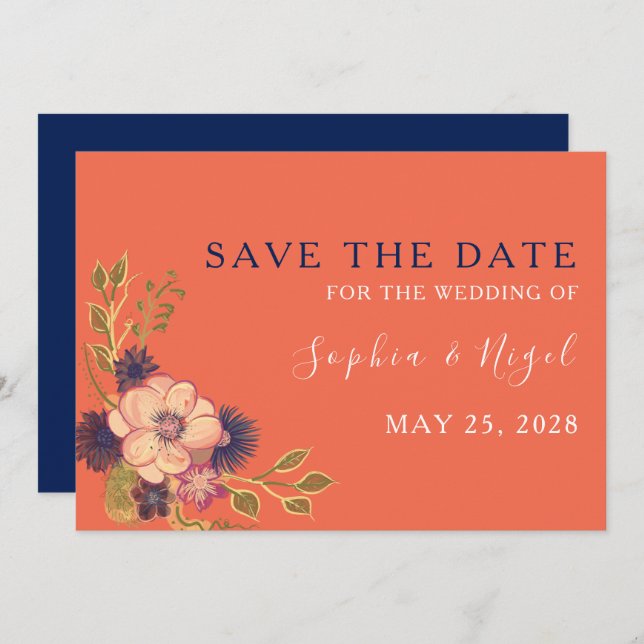 Rustic Blush Floral Wedding Save The Date (Front/Back)
