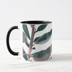 Rustic Blush Greenery Botanical Leaves Watercolor Mug