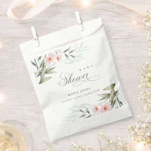 Rustic Blush Greenery Floral Bunch Baby Shower Favour Bag