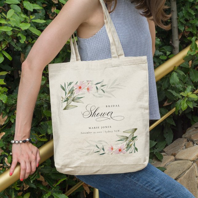 Rustic Blush Greenery Floral Bunch Bridal Shower Tote Bag (Creator Uploaded)