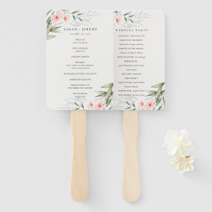 Rustic Blush Greenery Floral Wedding Program Hand Fan