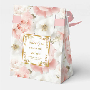 Rustic Blush Ivory Gold Wedding Thank You Favour Box