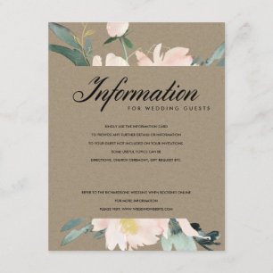 RUSTIC BLUSH KRAFT GOLD FLORAL WEDDING INFORMATION ENCLOSURE CARD
