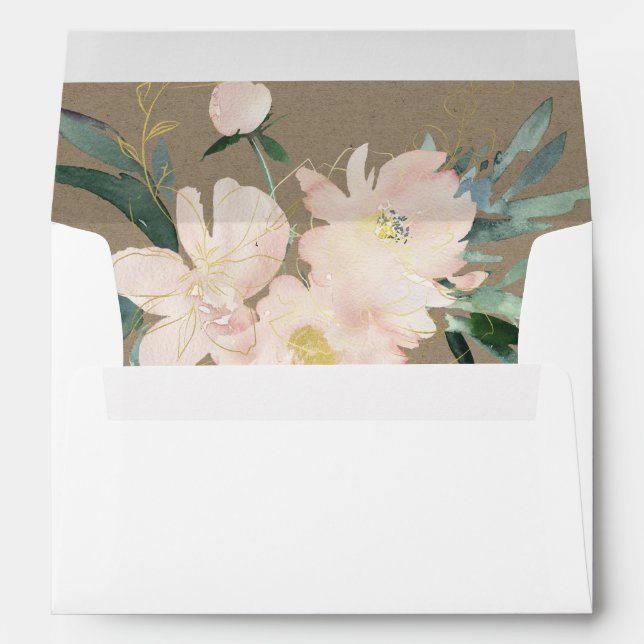 RUSTIC BLUSH KRAFT WREATH FLORA WATERCOLOR ADDRESS ENVELOPE (Back (Bottom))