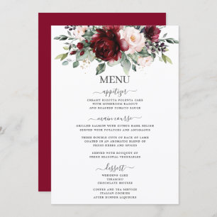 Rustic Blush Pink Burgundy Floral Wedding 5x7 Menu