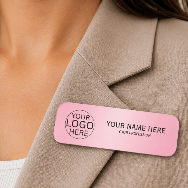 Rustic Blush Pink Custom Logo Employee  Name Tag (Creator Uploaded)