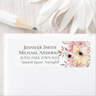 Rustic Blush Pink Floral Sage Wedding Return Address Label