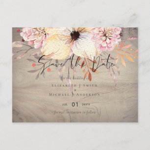 Rustic Blush Pink Floral Sage Wedding Save Dates Postcard