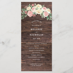 Rustic Blush Pink Floral Wedding Program