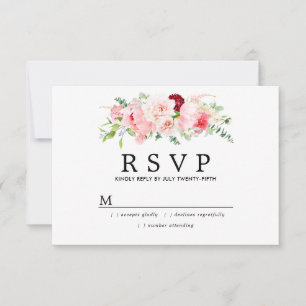 Rustic Blush Pink Floral Wedding RSVP Card