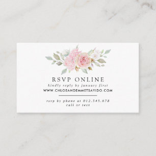Rustic Blush Pink Floral Wedding Website RSVP Enclosure Card