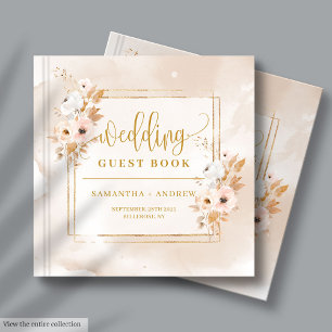 Rustic Blush Pink Gold Fall Wedding Guest Book