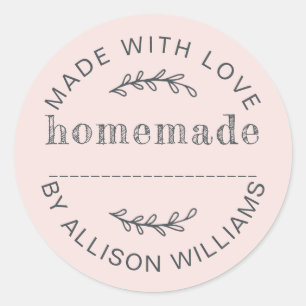 Rustic Blush Pink Homemade Baked Goods Classic Round Sticker