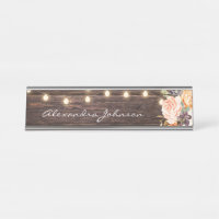 Rustic Blush Pink & Peach Floral Wood Lights