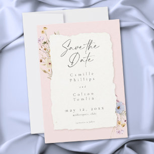 Rustic Blush Pink Romantic Wildflower Wedding Save The Date