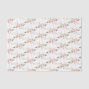 Rustic blush pink roses eucalyptus 16th birthday tissue paper