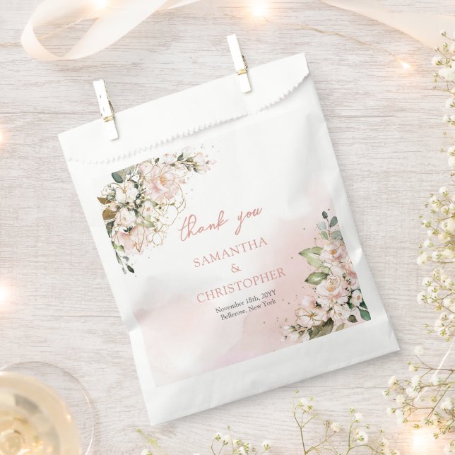 Rustic blush pink roses eucalyptus greenery gold favour bag (Clipped)