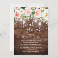 Rustic Blush Pink Sage Floral Lights Bridal Shower
