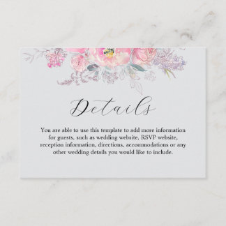 Rustic Blush Pink Watercolor Floral Wedding Enclosure Card
