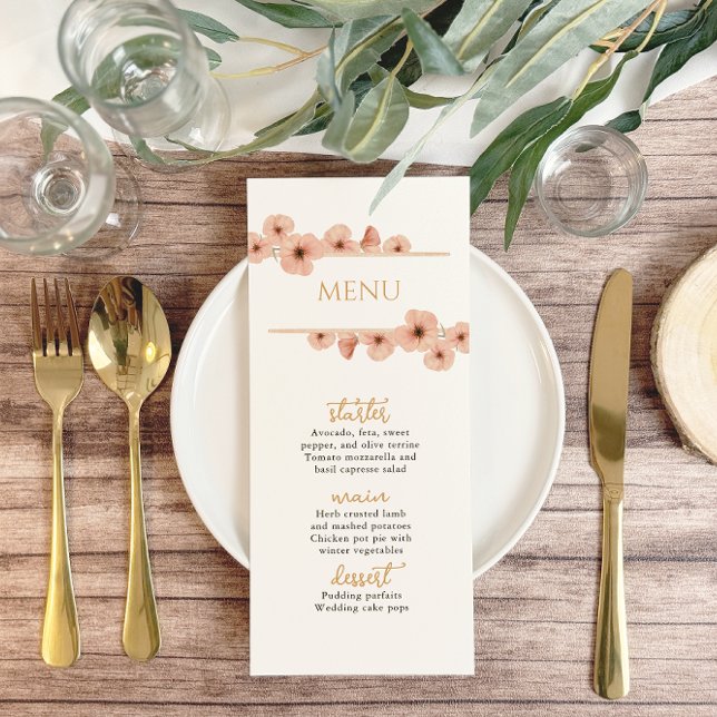 Rustic Blush Pink Wildflower Wedding Menu (Creator Uploaded)