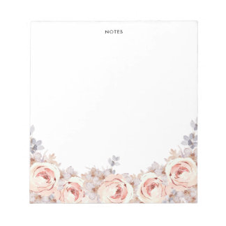 Rustic Blush Watercolor Blooms Floral Notepad