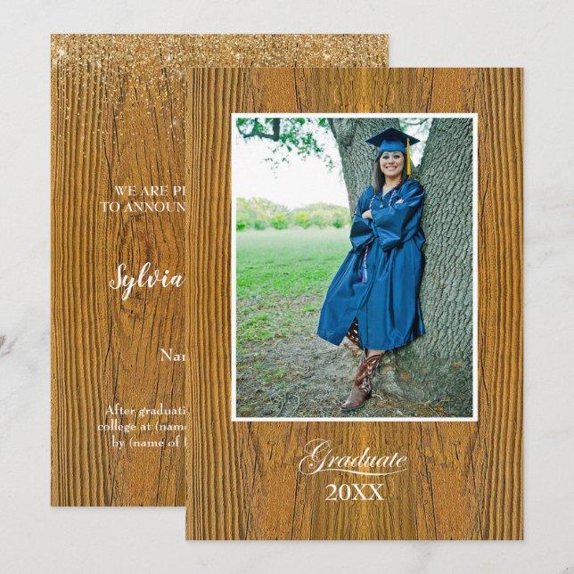Rustic Board High School Graduation Announcement (Front/Back)