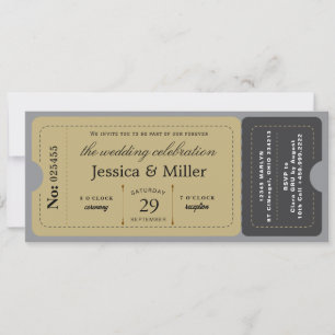  Rustic Boarding Pass Style Ticket Wedding Invitation