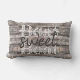 rustic BOAT SWEET BOAT barnwood two-sided   Lumbar Cushion