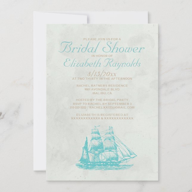 Rustic Boats Bridal Shower Invitations (Front)