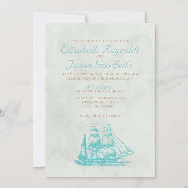 Rustic Boats Wedding Invitations (Front)