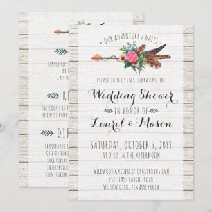 Rustic Bohemian Arrow Wedding Shower Invitation