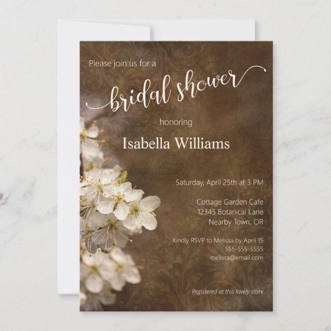 Rustic Bohemian Blossoms Bridal Shower Invitation (Front)