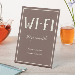 Rustic Bohemian Brown Wi-Fi Guest Pedestal Sign