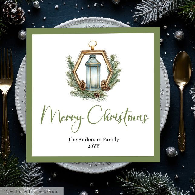 Rustic Bohemian Christmas Lantern in Watercolor   Napkin (Rustic Bohemian Christmas Lantern in Watercolor Napkin

)