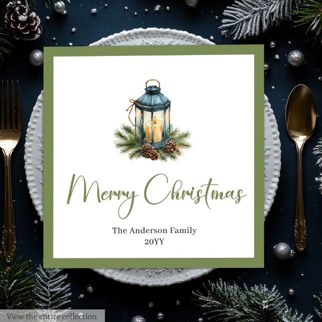 Rustic Bohemian Christmas Lantern in Watercolor  Napkin (Rustic Bohemian Christmas Lantern in Watercolor Napkin

)