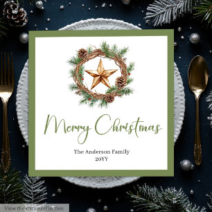 Rustic Bohemian Christmas Wreath with Pine Napkins