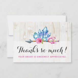 Rustic Bohemian Crystal Gems & Arrow Thank You Card