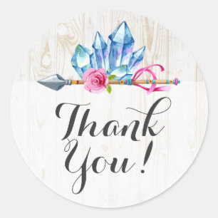 Rustic Bohemian Crystal Gems & Arrow Thank You Classic Round Sticker