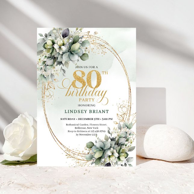 Rustic Bohemian Floral 80th Birthday Invitation (Rustic Bohemian Floral 80th Birthday Invitation)
