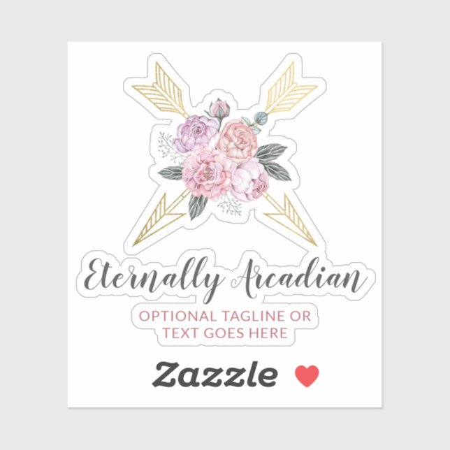 Rustic Bohemian Floral Arrows Blush Pink Boho Logo (Sheet)