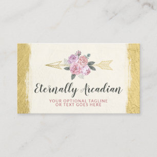 Rustic Bohemian Floral Arrows Gold Boho Social Business Card