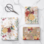 Rustic Bohemian Flowers Pampas Grass Greenery Wrapping Paper Sheet<br><div class="desc">Beautiful boho-inspired wrapping paper sheets featuring vintage watercolor flowers mixed with greenery foliage and elegant pampas grass in various shades of red,  blush,  yellow and green.</div>