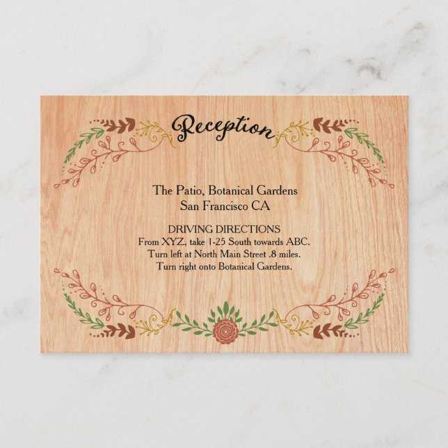 Rustic Bohemian Foliage Wreath on Wood Enclosure Card (Front)